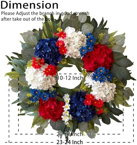 WANNA-CUL 24 Inch Patriotic Labor Day Wreath, Red White Blue - Image 2