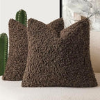 Foindtower Decorative Fuzzy Faux Fur Throw Pillow Covers 24x24 Dark Brown by Foindtower