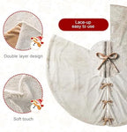 Glitzhome 60" D Oversized Milk Coffee Brown Christmas Tree Skirt, Reversible Faux Rabbit Fur/Korean Fleece Xmas Tree Skirt Mat,Holiday Tree Ornaments for Xmas Winter Happy New Year Home Decoration - Image 3