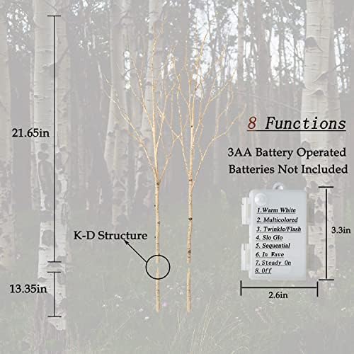 Hairui Lighted Birch Branches Battery Operated with 8 Functions 100 Multi Color and Warm White Lights, Pre Lit Twig Branches for Easter Christmas Party Room Decoration - Image 4