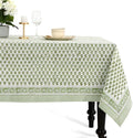 CPC Tablecloth 100% Cotton 70x108 Inch Indian Block Print Rectangle Table Cover, Green Table Cloth for Weddings, Spring/Summer, Barbeque - Emerald Green by COTTONPRINTCLUB