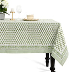 CPC Tablecloth 100% Cotton 70x108 Inch Indian Block Print Rectangle Table Cover, Green Table Cloth for Weddings, Spring/Summer, Barbeque - Emerald Green by COTTONPRINTCLUB