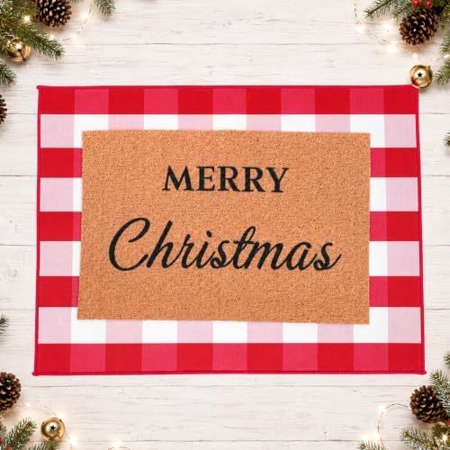 2pcs 24x32in Merry Christmas Doormat Red White Buffalo Plaid Rug - Image 5