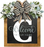 16'' Personalized Last Name Welcome Sign, Door Wreaths for Front Door Outside, Spring Wreath for Front Door Decor, Farmhouse New Home Gifts for Home (C) by Jxueych