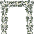 DearHouse 2Pcs Artificial Peony Flower Garland and - Silk Peony Garland with Flowers and Eucalyptus for Wedding Party Table Decoration,6ft/Strand (White) by DearHouse