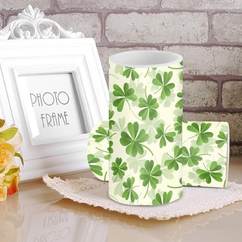 St Patricks Day Candles Battery Operated Flameless Candles with Remote Fall Decorations LED Fake Candles for Home Bedroom Irish Lucky Day Leaves Table Decor 3 inch Set of 2 - Image 4