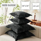 Luxurious Velvet Euro Shams Decorative Throw Pillow Covers 26x26 Set of 2 Solid Square Euro Pillow Shams for Sofa Couch Bedroom, Black - Image 5