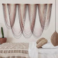 Macrame Wall Hanging Dip Dyed Pink Boho Yarn Fiber Wall Art 57" W x 41" L by IOWER