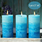 Pillar Candles Ocean Scented, Immeiscent Aromatherapy Candles, 60+ Hours Burn Long Lasting, Blue Mottled Layered Candles for Home Scented, SPA, Restaurant, Set of 3 - Image 3