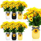 Lyrow 6 Pack Mason Jar Table Centerpiece Faux Christmas Berry Sunflower Lemon and Bell Kitchen Spring Summer Winter Farmhouse Decoration for Home Kitchen Tiered Tray Decoration(Sunflower Style) by Lyrow