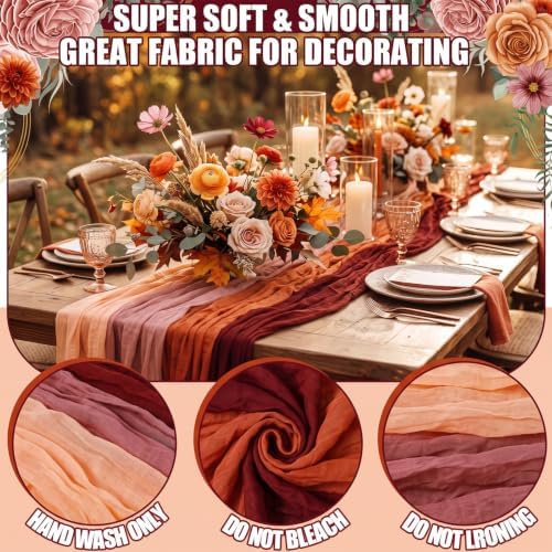 Remagr 12 Pcs Gradient Terracotta Cheesecloth Gauze Table Runners - Image 6