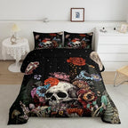 Erosebridal Sugar Skull Bedding Set,Botanical Flower Comforter Set for Kids Boys Girls Home Decor,Starry Sky Duvet Set Trippy Galaxy,Halloween Gothic Down Comforter Soft Lightweight 3Pcs,Full Size by Erosebridal