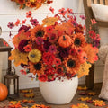 Mixed 12 Pcs Fall Artificial Flowers, Sunflower Peony Bouquet with Maple Leaves Pumpkins, Autumn Faux Floral Arrangements for Table,Thanksgiving, Halloween, Porch Planters, Garden Patio Outdoors Decor by Unknown