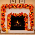 Fall Decorations Lighted Fall Garland with Pinecones and Berries, 9FT 50 Incandescent Bulbs UL Certified Connectable Lush and Thicker Fall Garland with Lights for Harvest Halloween Thanksgiving Decor by KiflyTooin