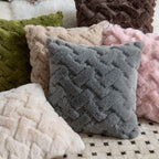 Yaertun Set of 2 Decorative Throw Pillow Covers Thick Plush Wool Throw Pillows Super Soft Luxury Faux Rabbit Fur Velvet Cushion Covers for Couch Sofa Bed Living Room 26x26 Inch Grey - Image 5