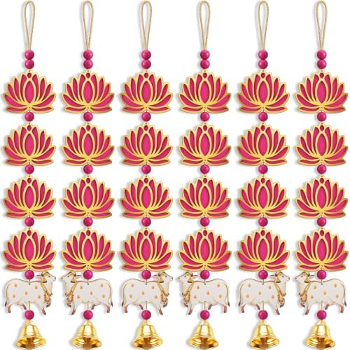 6 Pcs Indian Decorations for Home, Lotus Hanging Garlands for Pooja - Image 7