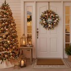 Valery Madelyn 20" Pre-Lit Christmas Wreath for Front Door with Lights - Image 4