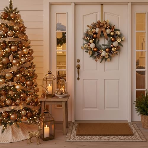 Valery Madelyn 20" Pre-Lit Christmas Wreath for Front Door with Lights - Image 4