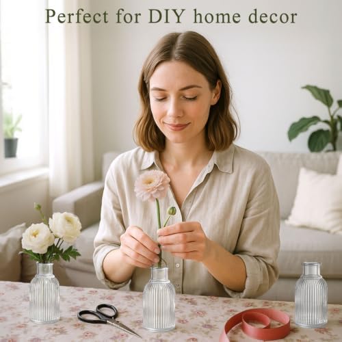 DomeStar Small Clear Glass Bud Vases Set of 16, 3.8 inch Cute Vases Bulk - Image 6