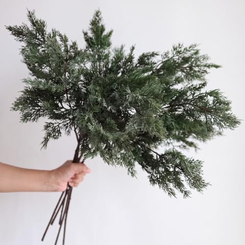 Wavwavw 6 Pcs 25.5'' Greenery Christmas Artificial Winter Cedar Pine Stems by Wavwavw