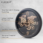 CLXEAST 24 Inch Wall Clock with Real Moving Gears,World Map Pattern - Image 2