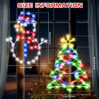 Christmas Window Silhouette LED Lights Decorations, Pack of 2 Sign Lighted Snow Man and Christmas Tree for Holiday Indoor Wall Door Glass Decor - Image 2
