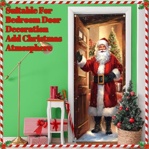 Preboun 12 Pcs Christmas Door Cover Decoration Santa Gift Box Theme House Cover for Front Door 78 x 35 Inches Christmas Outdoor Sign for Home Wall Indoor Party Decorations - Image 4