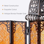 Set of 2 Moroccan Lanterns Decorative Indoor & Outdoor, 11’’ Medium Size Vintage Metal Hanging&Tabletop Candle Holder Decor, Halloween Christmas Ramadan Decorations for Home (Amber) - Image 4