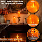 Sasigeiaa Flameless Candles with Embedded Star String - Battery Operated LED Candles, with Remote,7 Orange Flickering Candles for Christmas, Weddings, Home Decor & Party,(D 2.3"×H 5" 6" 7") - Image 3