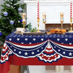 Rectangle 4th of July Tablecloth 60x102 Inch, Patriotic Red White and Blue Table Cloth, Polyester Waterproof Wrinkle Resistant Independence Day Table Cover for Memorial Day Decorations Decor - Image 2