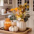 Rtteri 15 Pcs Lighted Fall Table Centerpiece Ceramic Pumpkin Vase with Stem - Image 3