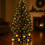 Christmas Flamingo Tree Collar with LED Light Black Tree Skirt Ring Base Cover for Christmas Trees Decoration Holiday Indoor Outdoor - Image 5