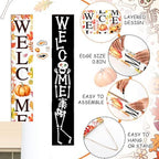 47" 2 in 1 Fall Welcome Porch Sign Halloween Wooden Decor - Image 4