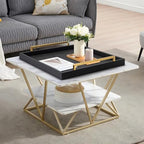 Extra Black Large Serving Tray with Handles for Ottoman,Versatile Shagreen Leather Square Ottoman Tray for Living Room - Image 5