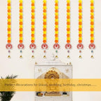 5PCS Artificial Marigold Garland with Lotus and Bell for Diwali Decoration, Marigold Long Strands for Indian Wedding Pooja Puja Decor, Flowers Garland for All Year Decoration - Image 4