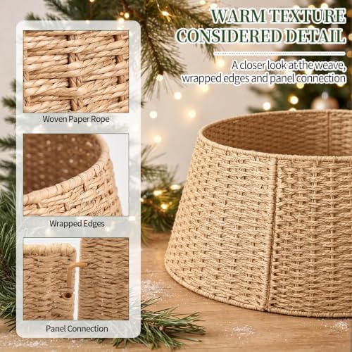 Christmas Tree Collar, 36-inch Tree Skirt Collar Paper Rope Christmas Decor - Image 4
