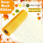 Yuefunny 10 Pcs Fall Ribbon 4 Mesh Ribbons 6 Burlap Wired Edge Ribbons - Image 2