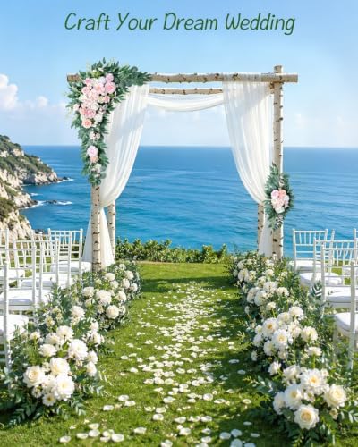 40 inch 2 Pack Faux Wedding Arch Flowers, Blush White Floral Swag - Image 7