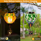Starsoul Hummingbird Hot Air Balloon Solar Lantern with Candle Holder Glass Outdoor Solar Hot Air Balloon Flickering Flame for Lawn Porch Yard Decorations Gifts for Women Mom Grandma - Image 3