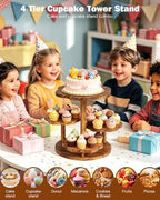4 Tier Wooden Cake Stand, Cupcake Dessert Display Stand for 24-50 Cupcakes - Image 3