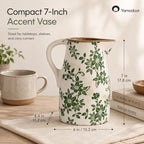 Tuscan Ceramic Vase for Home Decor,Green and Beige Pitcher Vases for Flower - Image 2