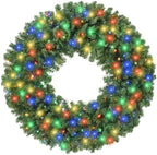 Casafield 60" Pre-Lit Fir Artificial Christmas Wreath Holiday Décor, 300 LED White & Multicolor Lights, 810 PVC Tips for Front Door, Window, or Mantel by Casafield