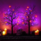 Halloween Decorations Indoor-2 Pack 24 Inch Lighted Black Halloween Tree by PAKSPAK
