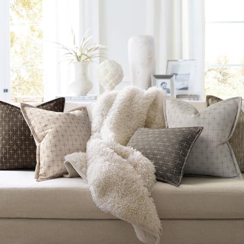 ZWJD Pillow Covers 24x24 Set of 2 Soft Polyester Textured Pillow Covers with Stylish Flange Edge Cozy Farmhouse Throw Pillows for Couch Bed Sofa Living Room - Image 6