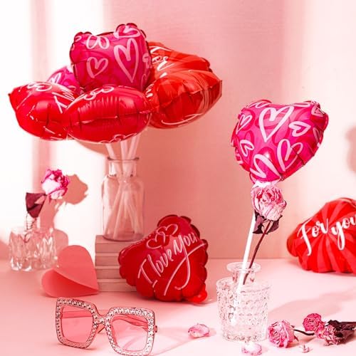Halloscume 50 Pcs Valentines Day Heart Shaped Balloons - Multicolor Self Inflating for Anniversary, Wedding, Birthday, Proposal Party - Special Night Romantic Decorations - Image 5