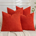 Set of 4 Soft Textured Decorative Throw Pillow Covers 22x22 Inch Cozy Farmhouse Cushion Cover Square Accent Pillow Cases for Bed Couch Sofa Living Room, Red by Cozoomy