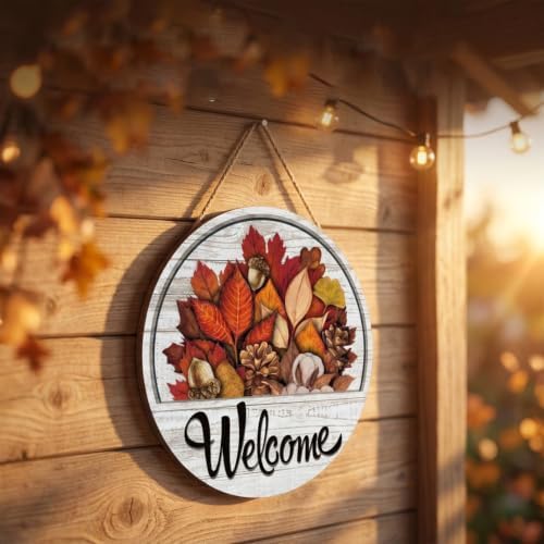 16 Pcs Interchangeable Front Door Welcome Sign, Magnetic Wood Hanging Decor - Image 7