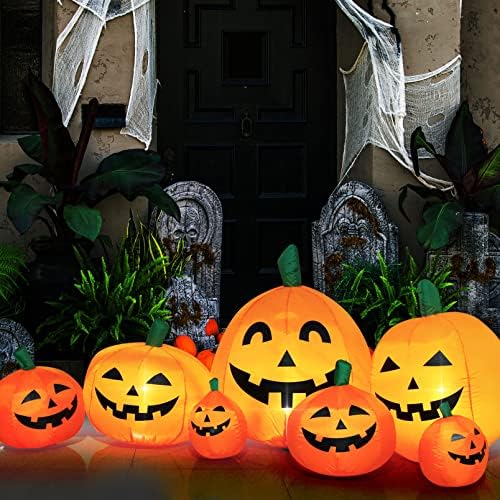 Halloween Inflatable Pumpkins Yard Decoration Lighted Blow Up Halloween Garden Lawn Decor 8 Feet - Image 5