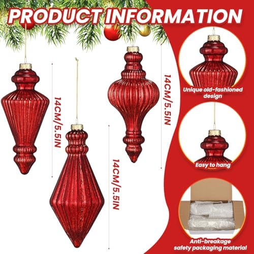 6mercury Glass Finial Christmas Ornament 5.7" Hanging - Image 2