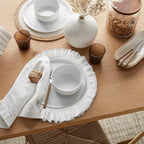 16.5 Inch Velvet Round Placemat with Ruffle for Dining Table Outdoor Placemats Non-Slip Washable for Gathering, Occasional Decoration and Family Parties Celebrations Set of 4, White - Image 5